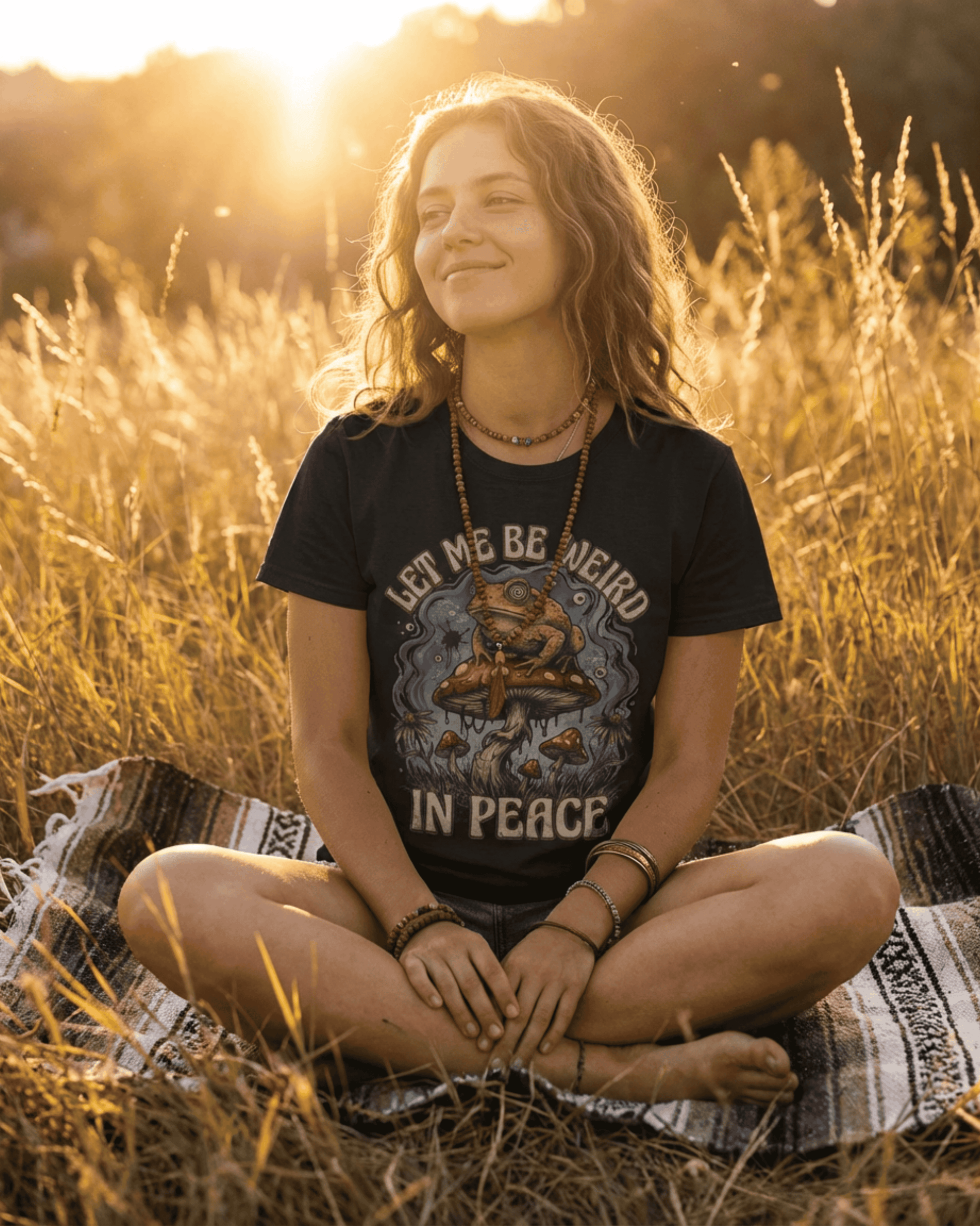 Quirky Grunge Aesthetic T-Shirt - Let Me Be Weird In Peace Frog Graphic Tee