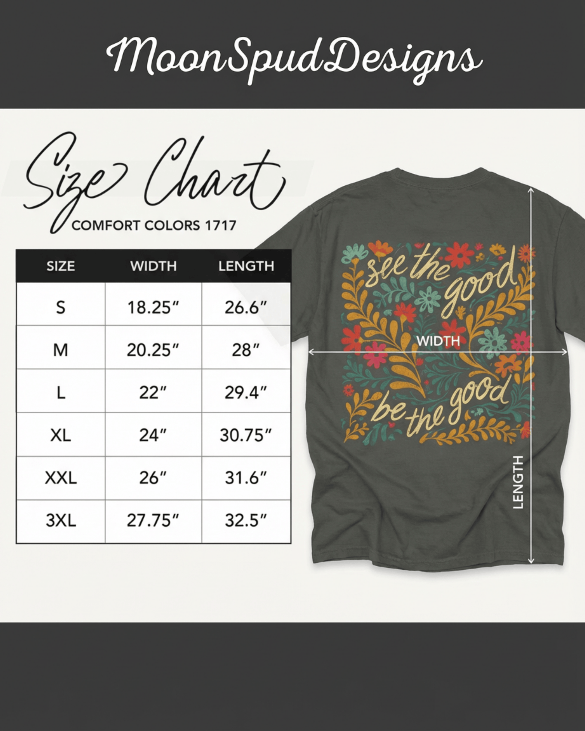 Comfort Colors Retro Floral T-Shirt - See The Good Be The Good Positivety Graphic Tee