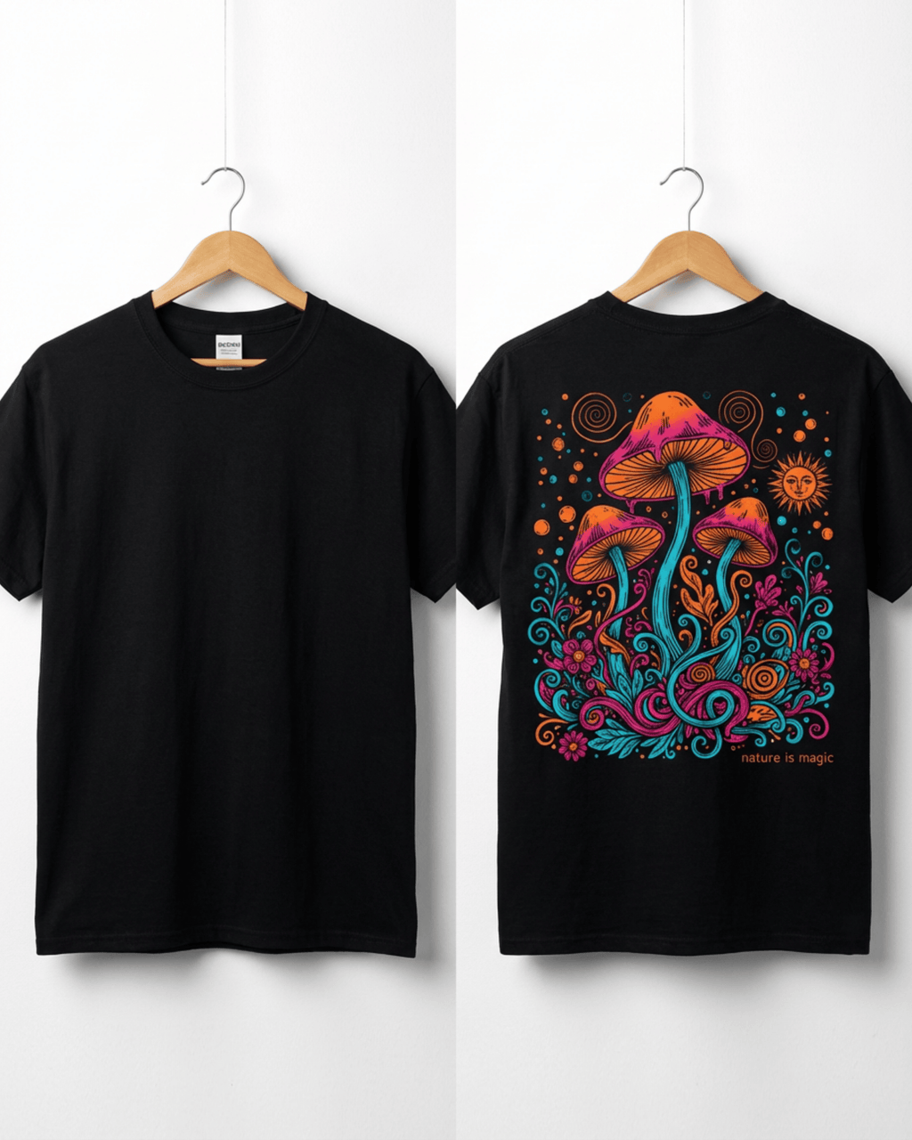 Comfort Colors Mushroom Festival Back Printed T-shirt - Trippy Psychedelic Nature Lover Graphic Tee