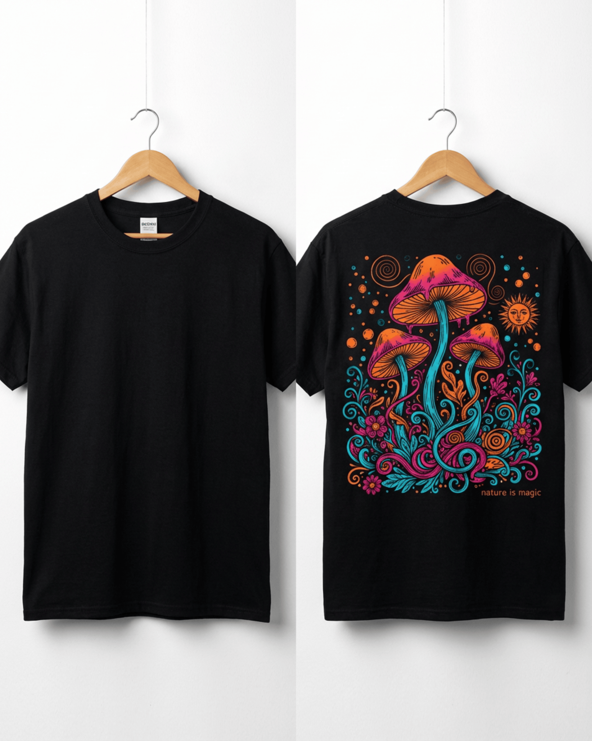 Comfort Colors Mushroom Festival Back Printed T-shirt - Trippy Psychedelic Nature Lover Graphic Tee