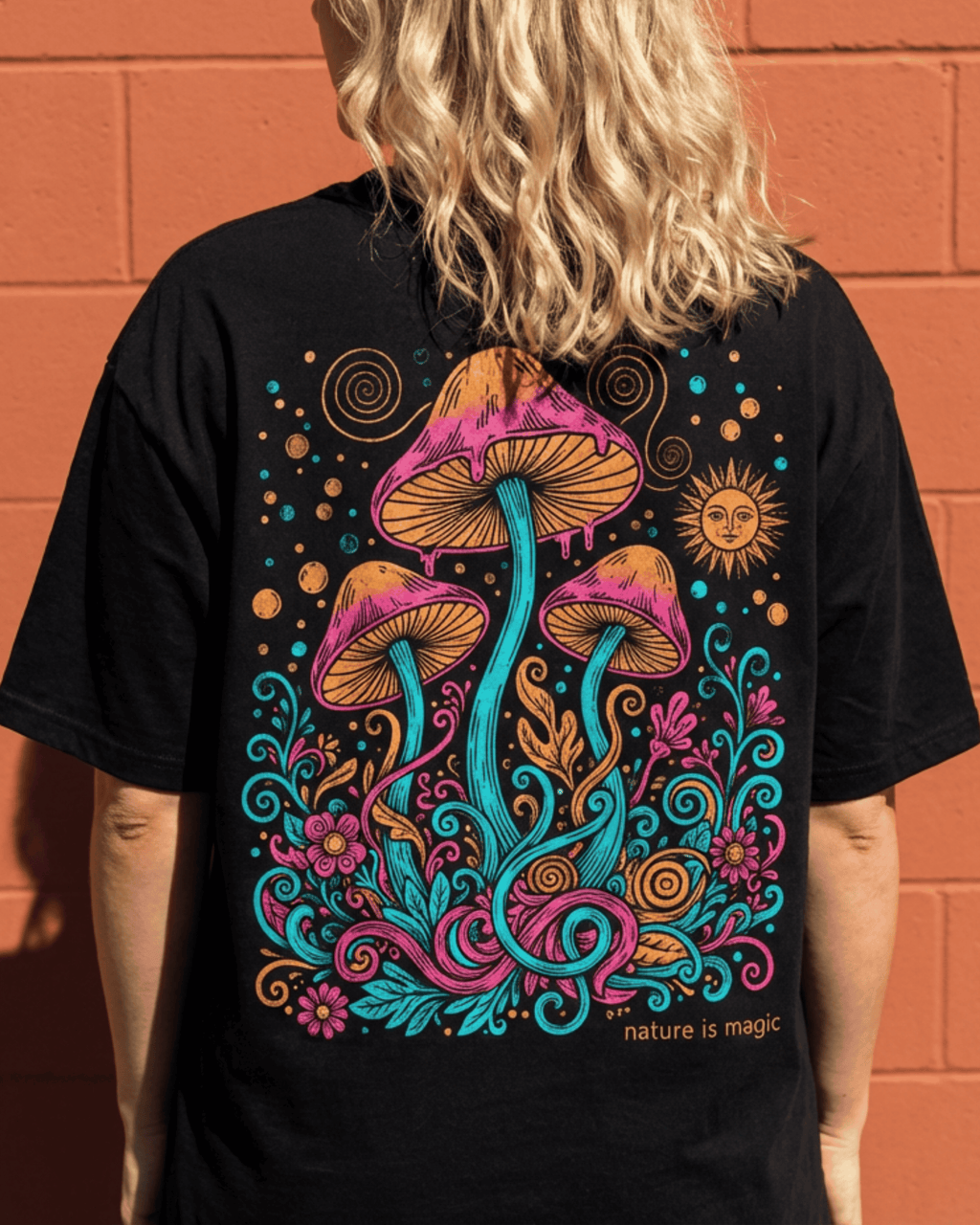 Comfort Colors Mushroom Festival Back Printed T-shirt - Trippy Psychedelic Nature Lover Graphic Tee