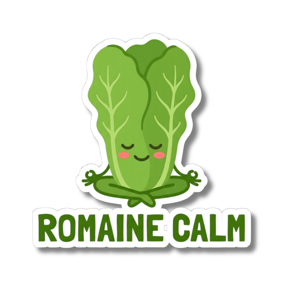 Funny Romaine Calm Lettuce Sticker - Meditating Yoga Pose Vegetable Vinyl Decal 3" 4" 6" Inch