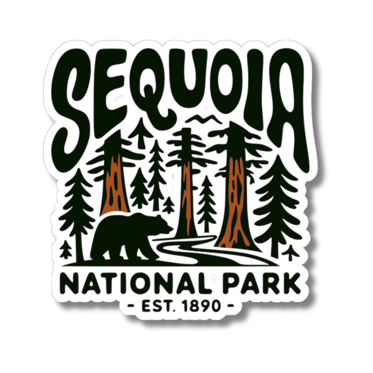 Sequoia National Park Vintage Bear Sticker - Retro Outdoor Nature Hiking Vinyl Decal 3" 4" 6" Inch