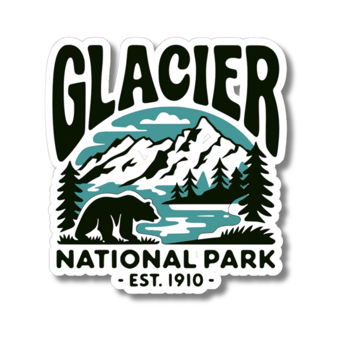 Glacier National Park Bear Sticker - Hiking Outdoor Adventure Montana Wildlife Vinyl Decal 3" 4" 6" Inch