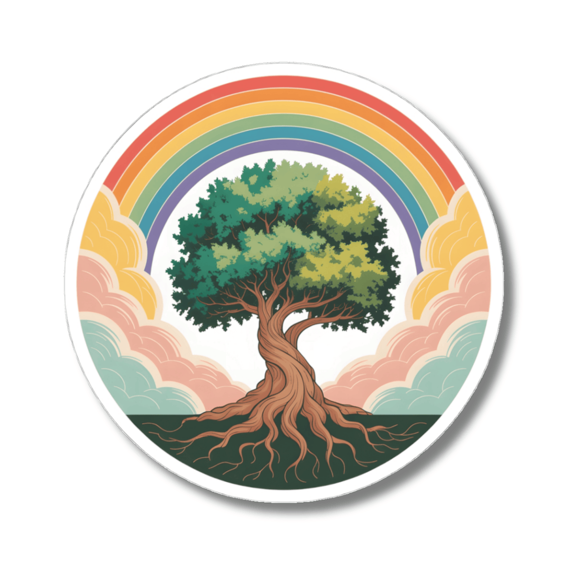 Tree of Life Rainbow Sticker - Boho Nature Aesthetic Vinyl Decal 3" 4" 6" Inch