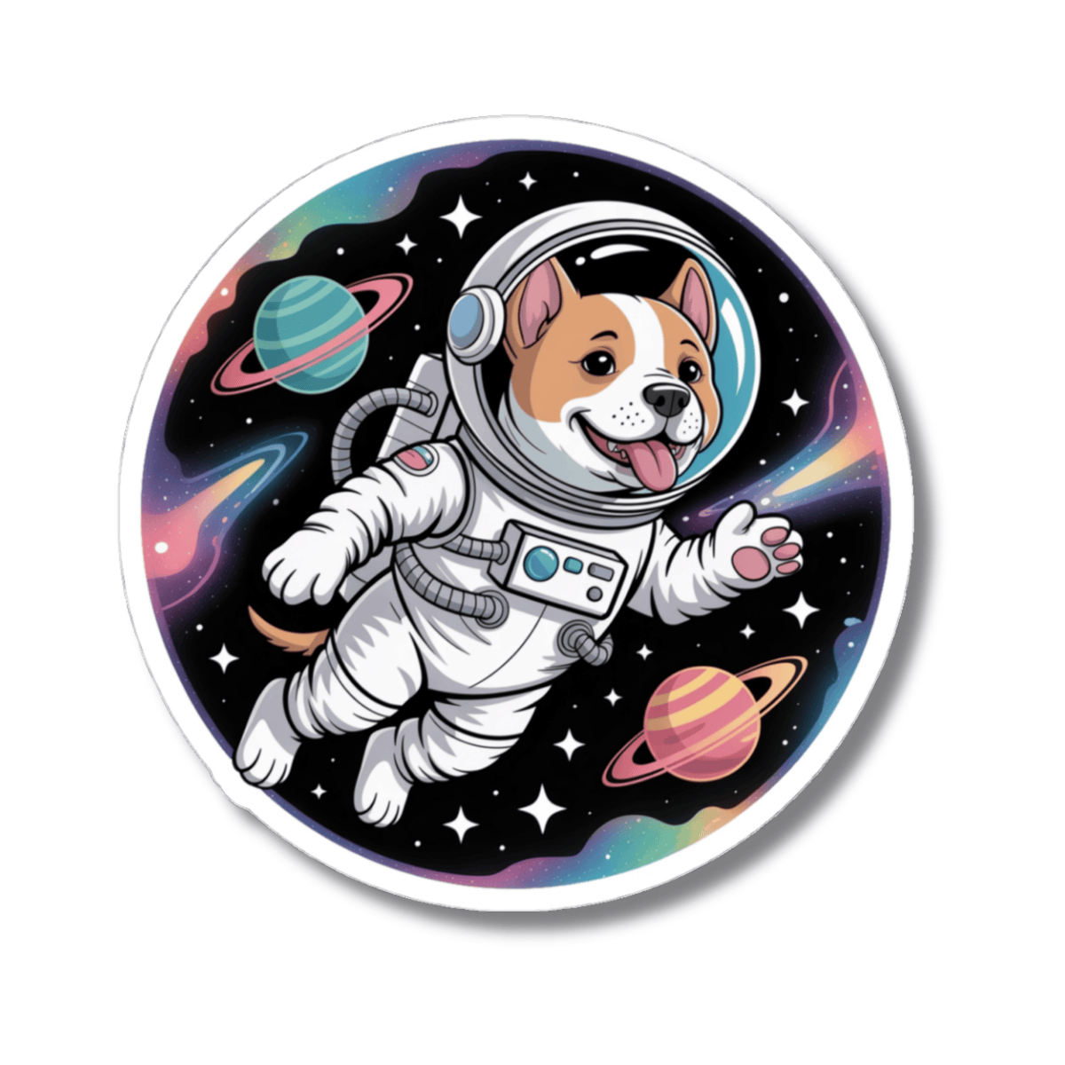 Astronaut Dog Lover Pitbull Sticker - Cute Space Puppy Vinyl Decal 3" 4" 6" Inch