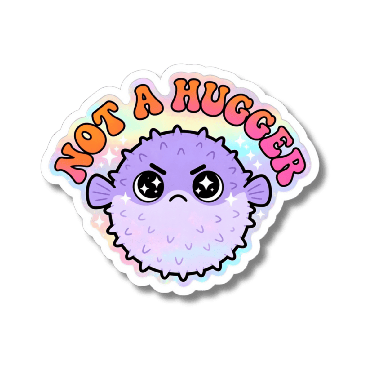 Not A Hugger Pufferfish Sticker – Cute Pastel Kawaii Puffer Fish Vinyl Decal 3" 4" 6" Inch