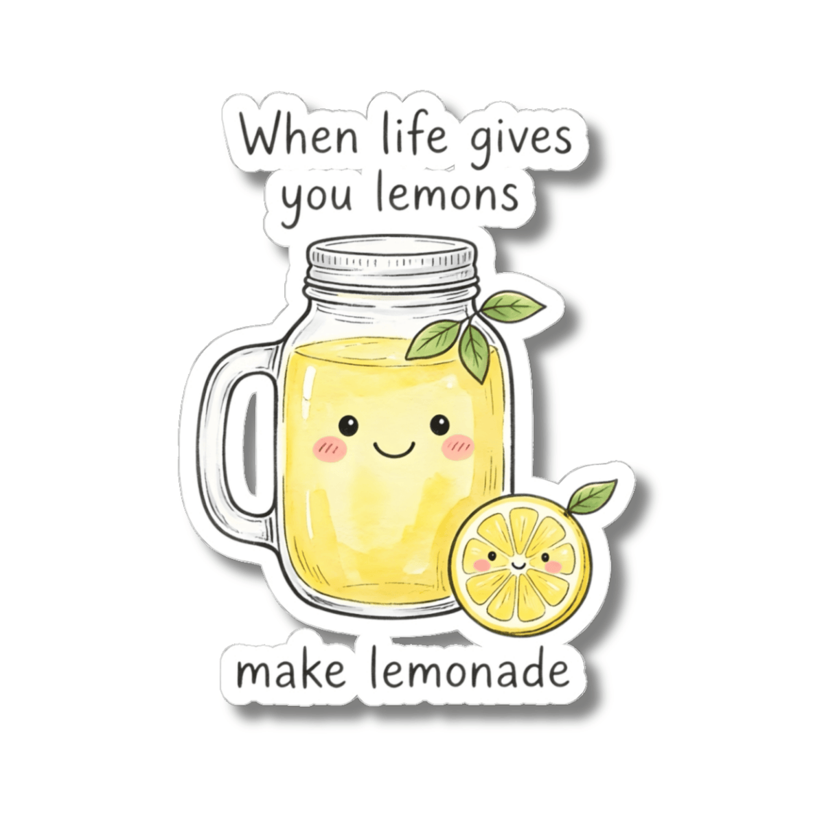 When Life Gives You Lemons Make Lemonade Sticker - Cute Motivational Quote Aesthetic Vinyl Decal 3" 4" 6" Inch