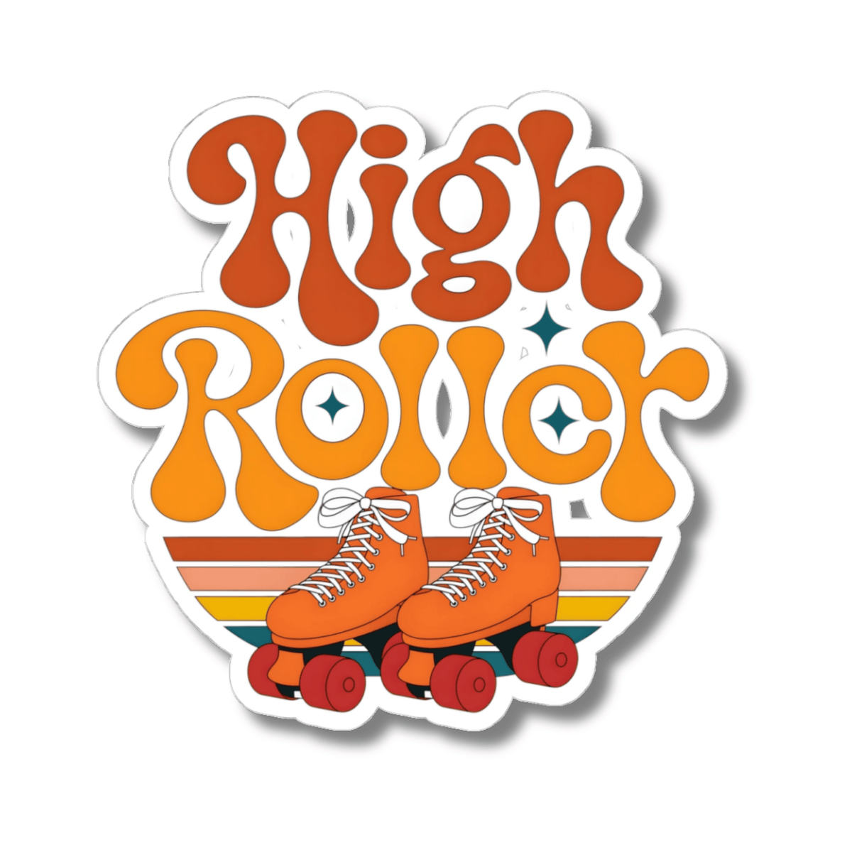 Retro High Roller Skate Sticker - Pink Heart Roller Derby 80s 90s Vinyl Decal 3" 4" 6" Inch