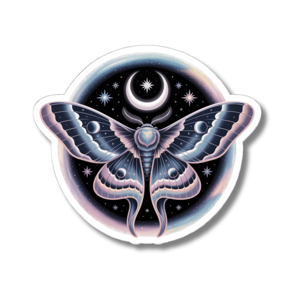 Celestial Boho Moth Sticker - Mystical Moon & Stars Witchy Aesthetic Vinyl Decal 3" 4" 6" Inch