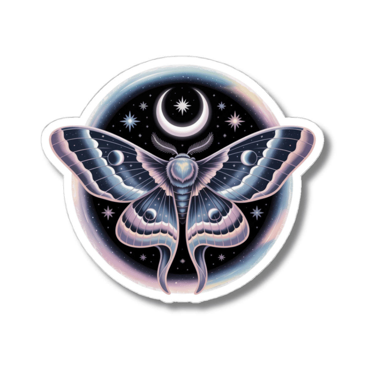 Celestial Boho Moth Sticker - Mystical Moon & Stars Witchy Aesthetic Vinyl Decal 3" 4" 6" Inch