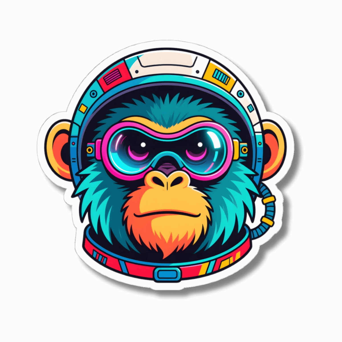 Sci-Fi Astronaut Monkey Sticker - Colorful Space Ape Vinyl Decal 3" 4" 6" Inch