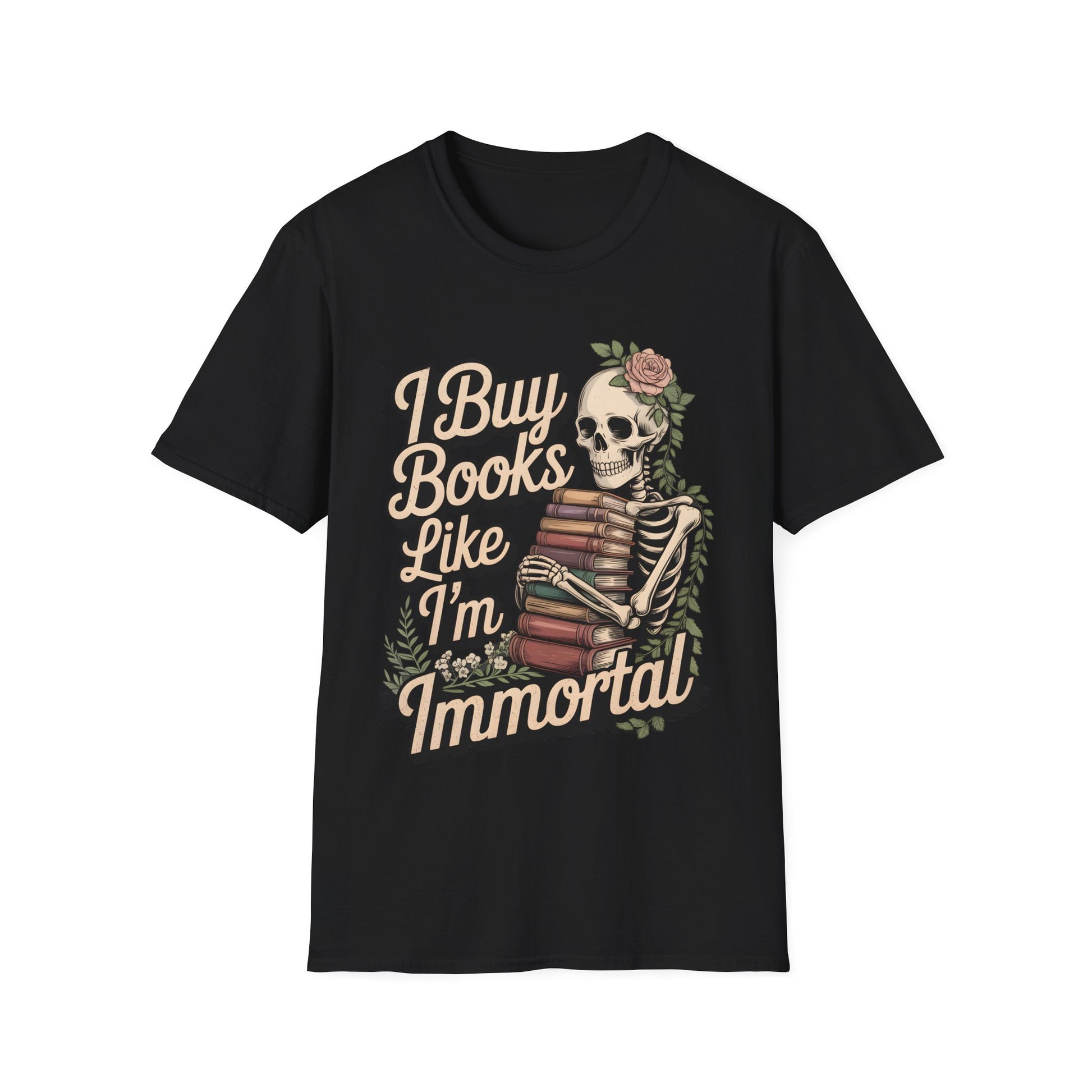 Book Lover T-Shirt - Funny Skeleton Reading Graphic Tee - Dark Academia Top