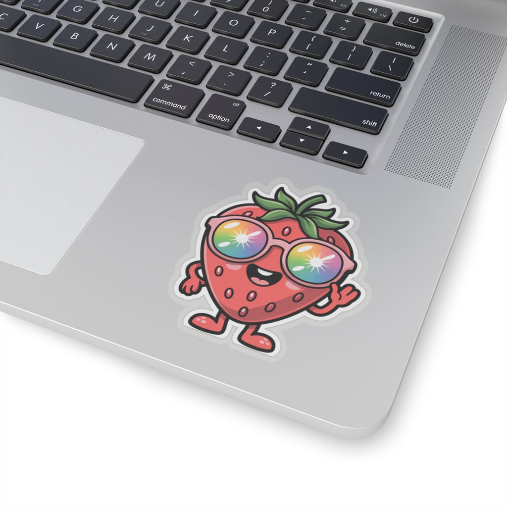 Kawaii Strawberry Rainbow Sunglasses Sticker - Cute Aesthetic Fruit Vinyl Decal