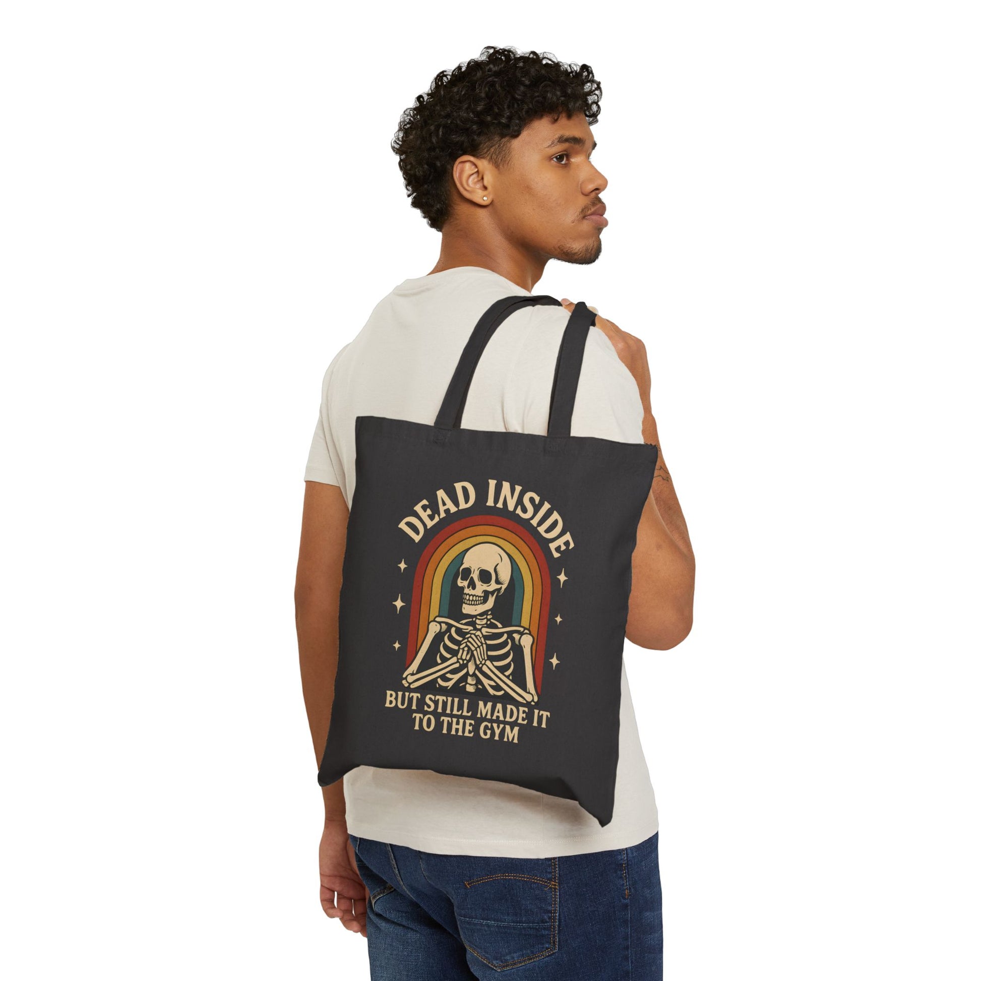 Funny Skeleton Tote Bag - Dead Inside But Still Made It To The Gym