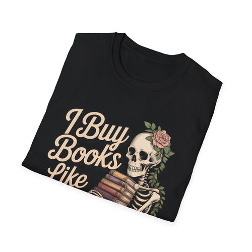 Book Lover T-Shirt - Funny Skeleton Reading Graphic Tee - Dark Academia Top
