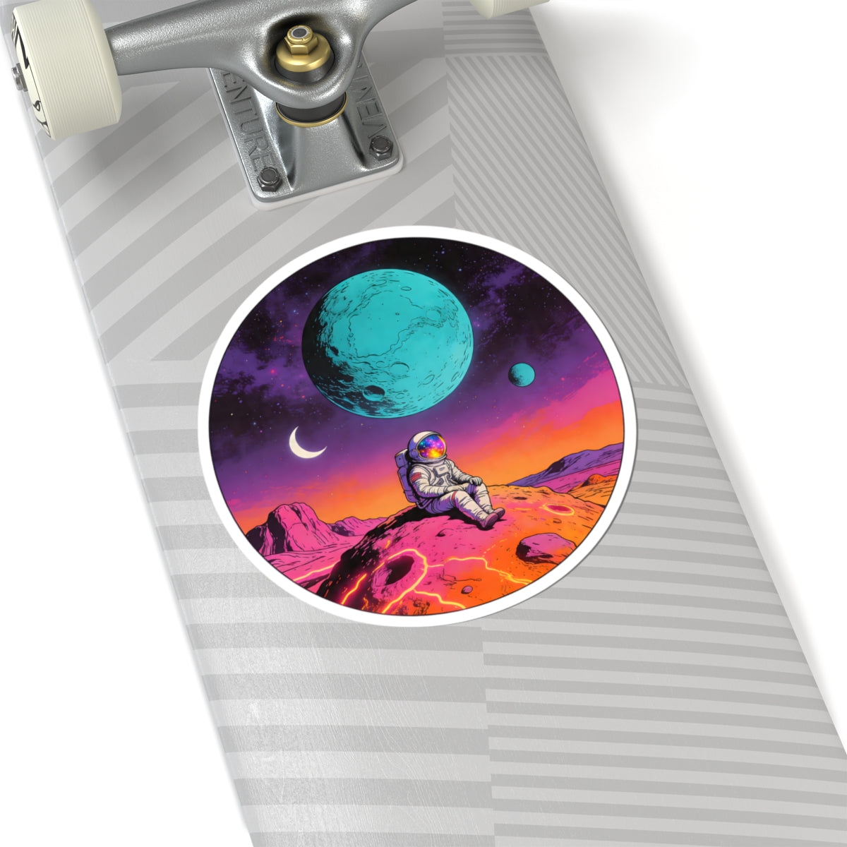 Colorful Astronaut Space Moon Sticker - Trippy Cosmic Galaxy Vinyl Decal 3" 4" 6" Inch