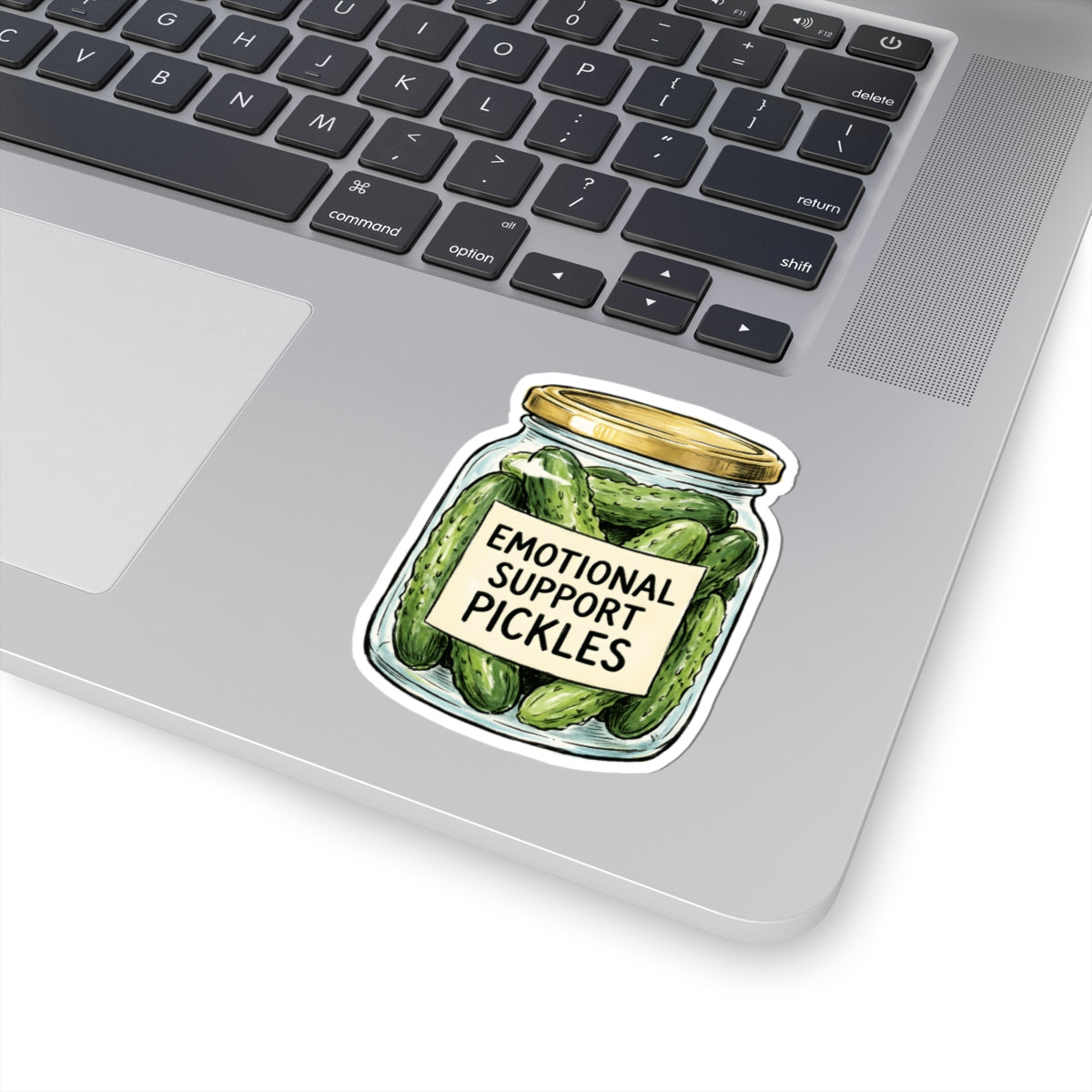 Emotional Support Pickles Sticker - Funny Pickle Jar Cucumber Food Pun Vinyl Decal 3" 4" 6" Inch