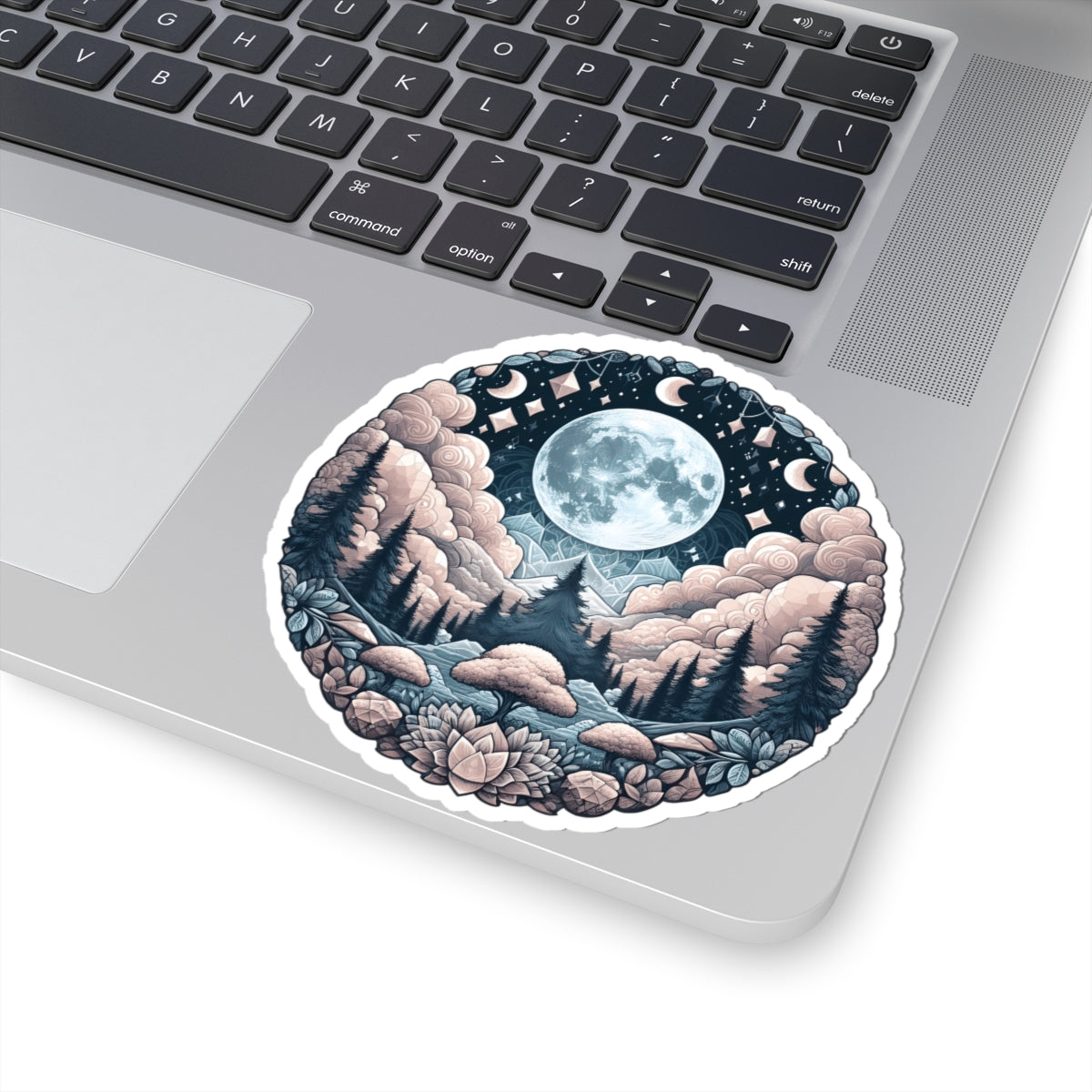 Celestial Moon Forest Art Sticker - Night Sky Mountain Landscape Vinyl Decal 3" 4" 6" Inch