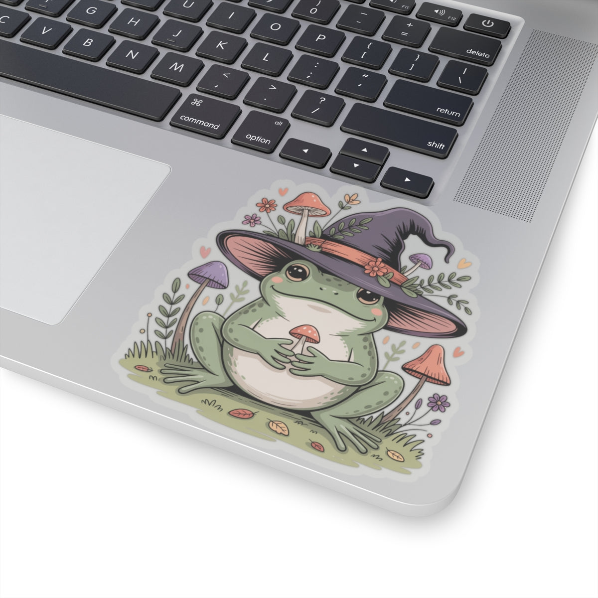 Cottagecore Frog & Mushrooms Sticker - Wildflower Fall Aesthetic Vinyl Decal