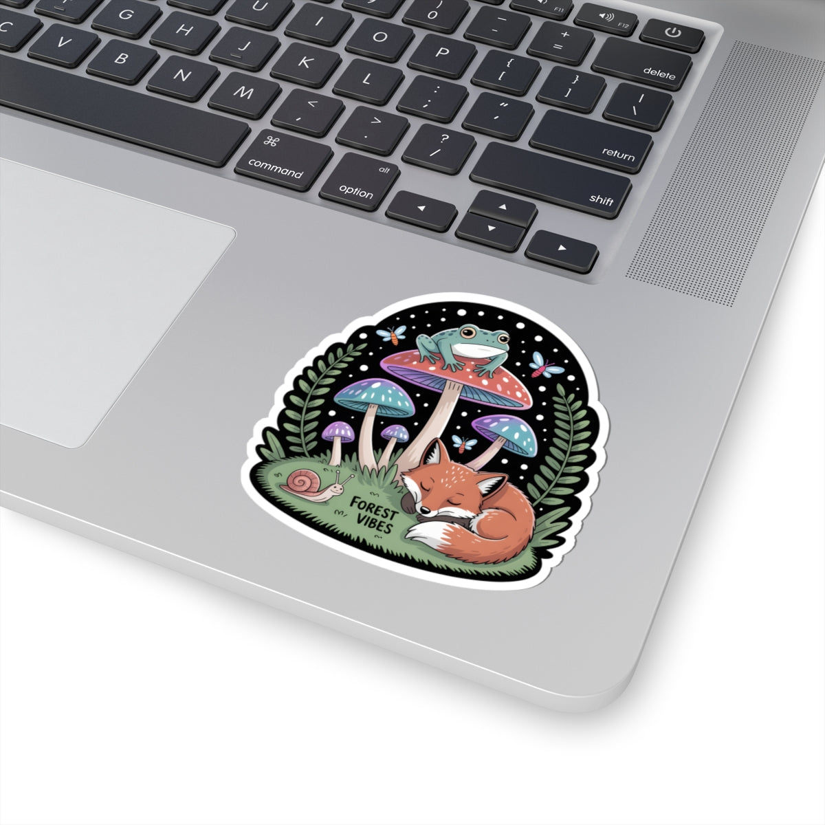 Forest Vibes Cute Woodland Animals Sticker - Fox Frog Mushroom Night Scene Vinyl Decal 3" 4" 6" Inch