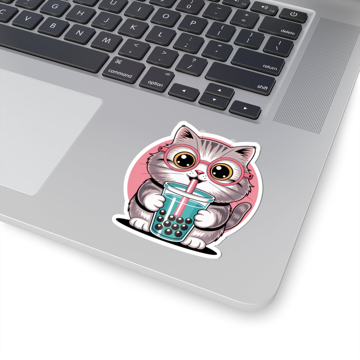Kawaii Cat Bubble Tea Sticker Cute Animal Iced Coffee Glasses Vinyl Decal