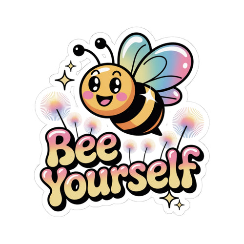 Bee Yourself Sticker Cute Y2K Aesthetic Rainbow Wings Bee Decal Positive Quote
