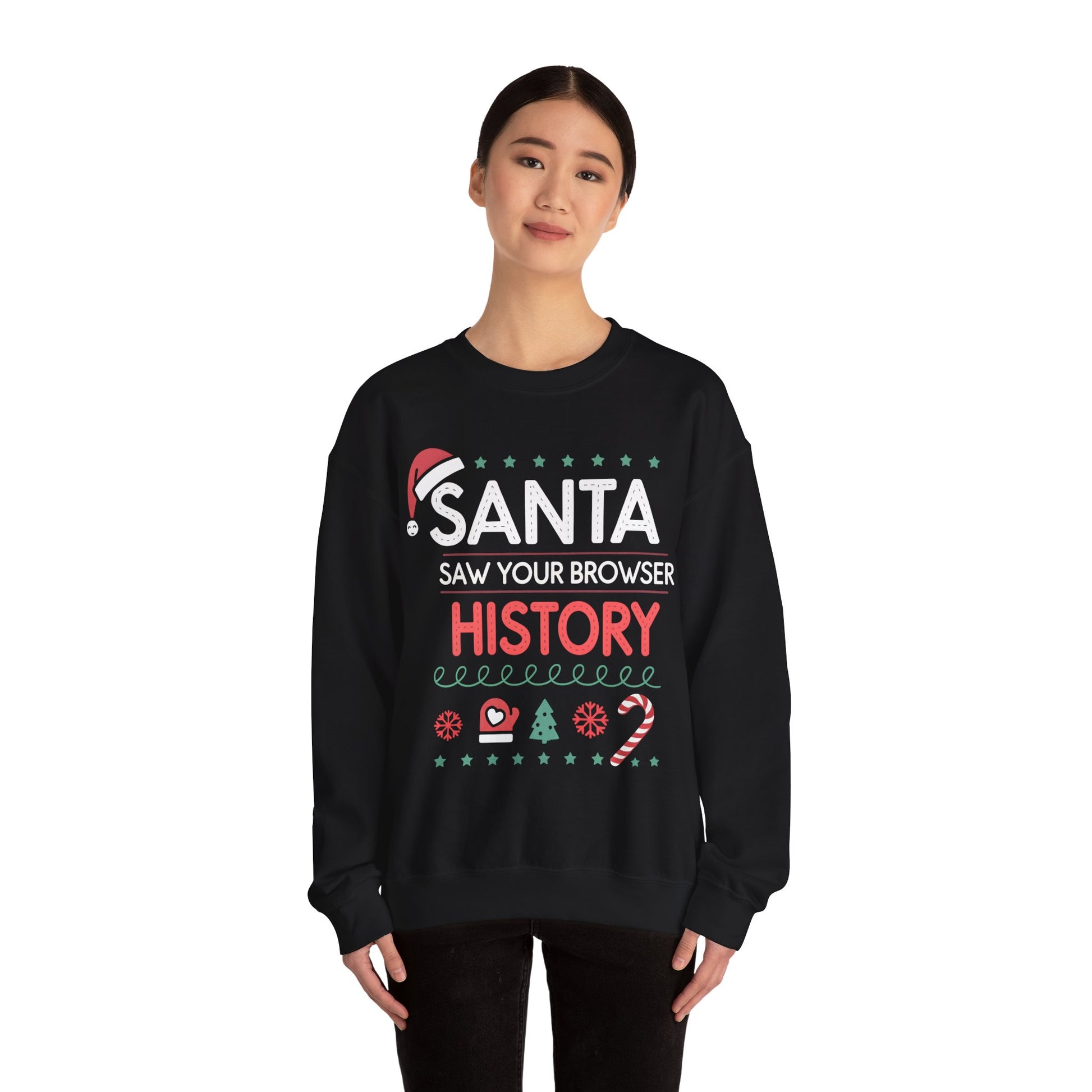 Funny Santa Christmas Sweatshirt Pullover | Santa Saw Your Browser History