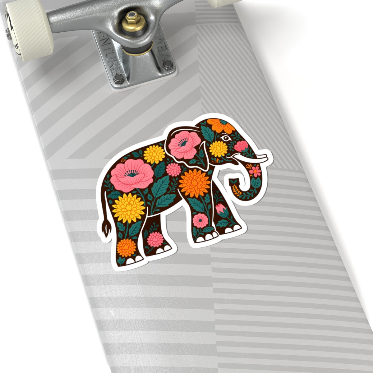Boho Floral Elephant Sticker - Folk Art Flower Animal Vinyl Decal 3" 4" 6" Inch