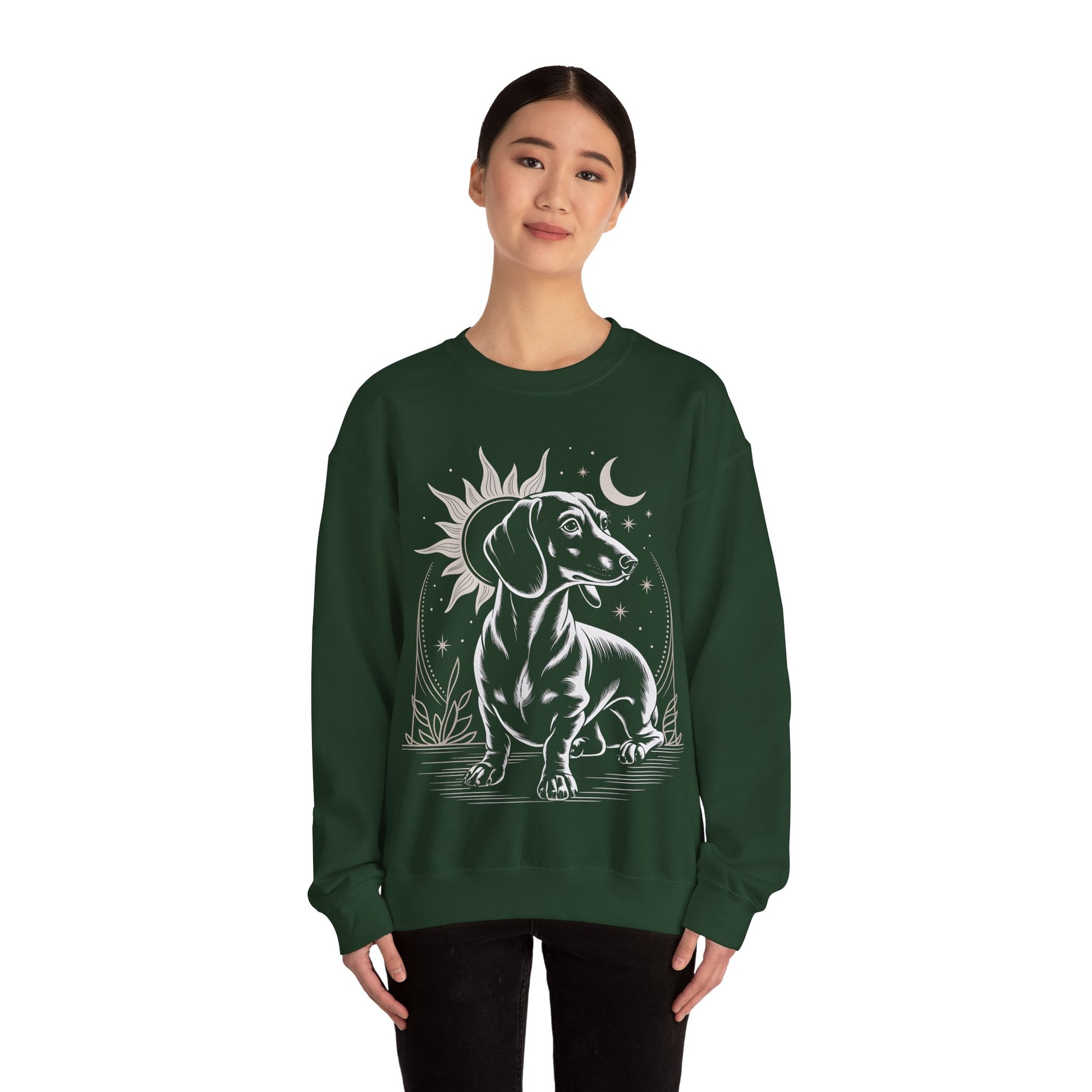 Dachshund Long Dog Sweatshirt - Celestial Boho Doxie Weiner Dog Lover Pullover