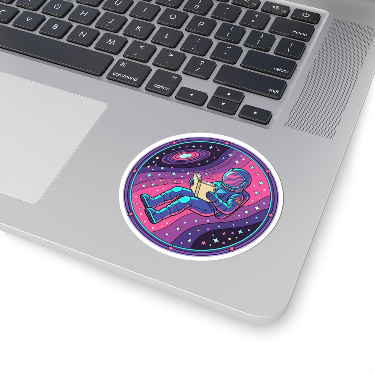 Astronaut Reading in Space Sticker - Retro Cosmic Book Lover Vinyl Decal 3" 4" 6" Inch