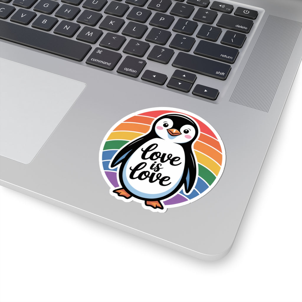 LGBTQ+ Pride Penguin Rainbow Love Is Love Sticker – Cute Colorful Penguin