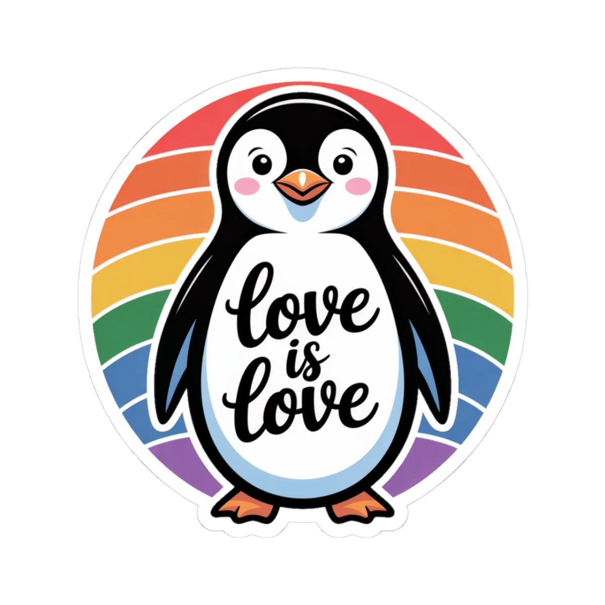 LGBTQ+ Pride Penguin Rainbow Love Is Love Sticker – Cute Colorful Penguin