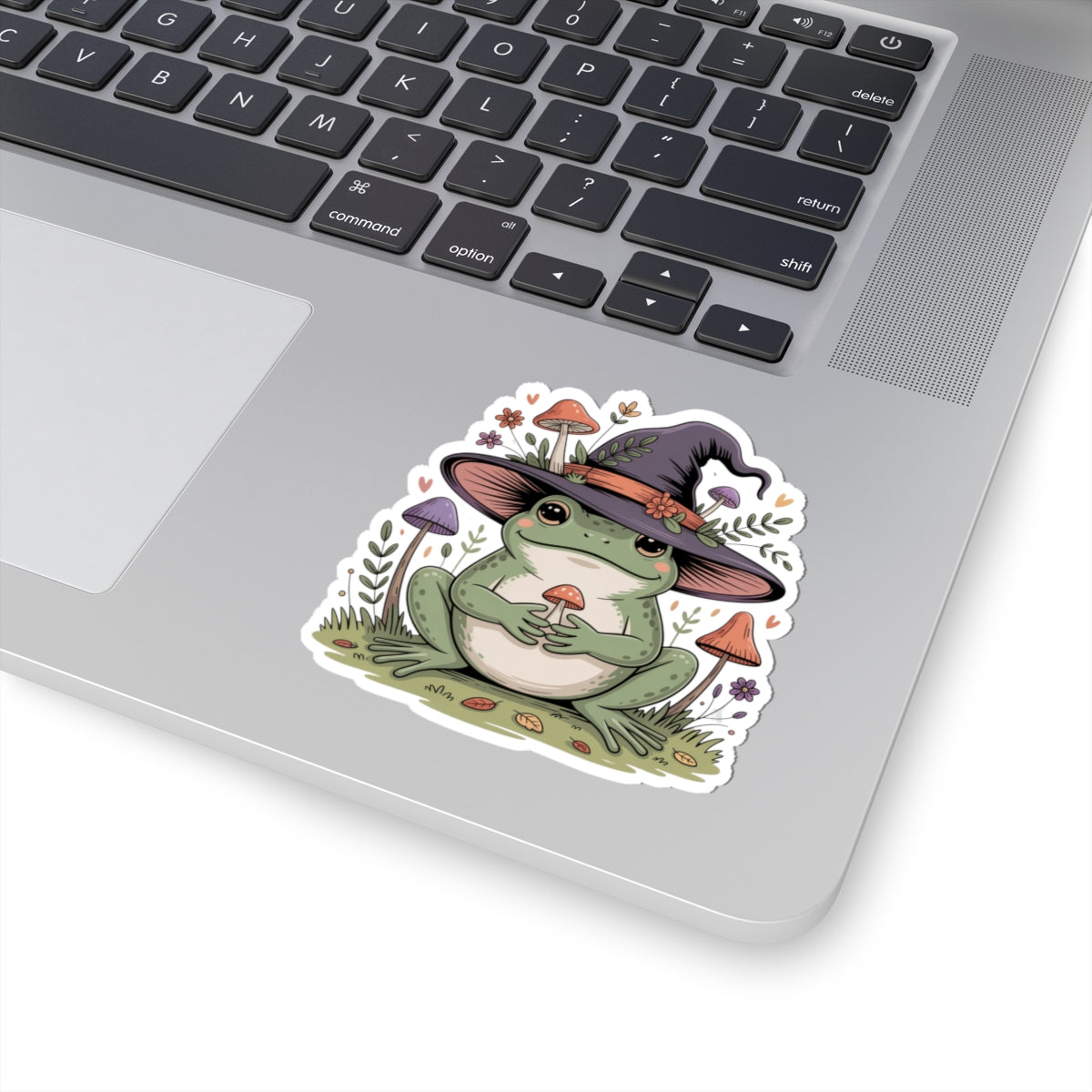 Cottagecore Frog & Mushrooms Sticker - Wildflower Fall Aesthetic Vinyl Decal