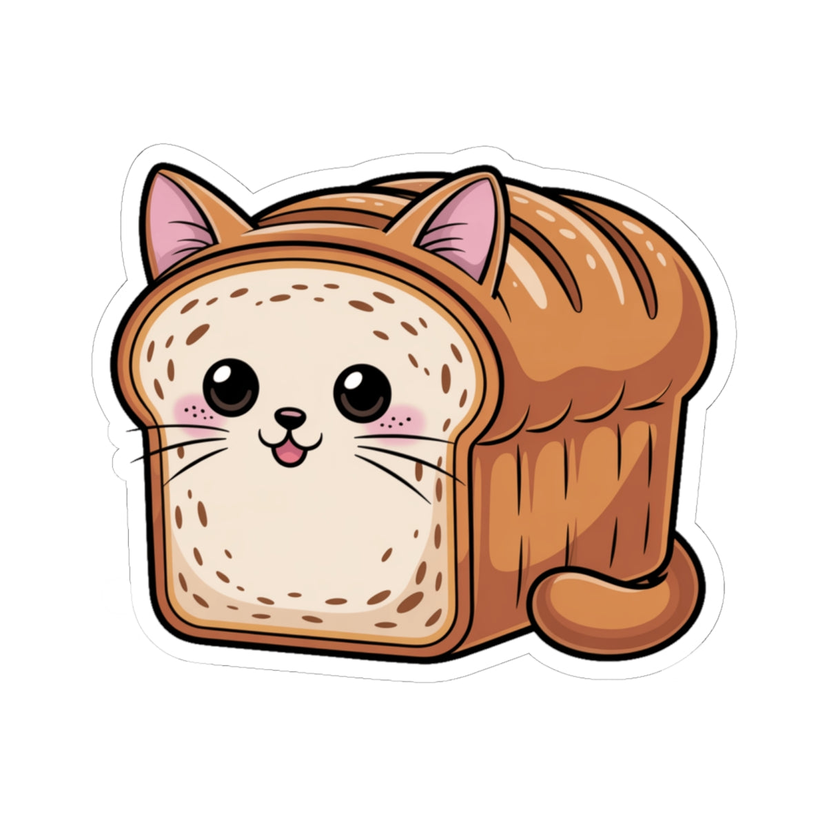 Kawaii Cat Bread Loaf Sticker Cute Cartoon Kitty Toast Anime Style