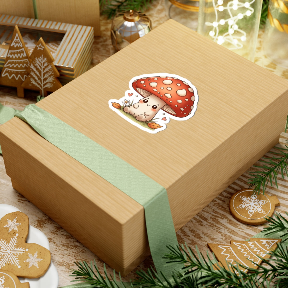 Cute Kawaii Mushroom Sticker - Red Toadstool Cottagecore Nature Art Vinyl Decal 3" 4" 6" Inch
