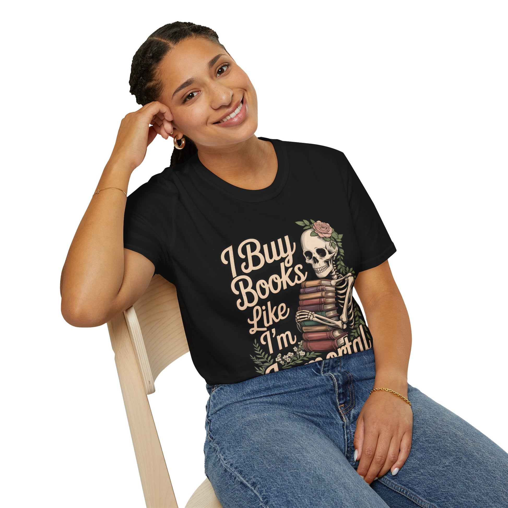 Book Lover T-Shirt - Funny Skeleton Reading Graphic Tee - Dark Academia Top