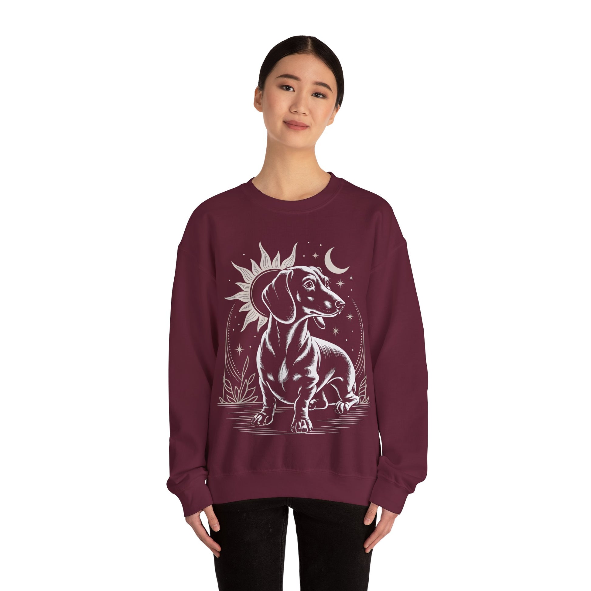 Dachshund Long Dog Sweatshirt - Celestial Boho Doxie Weiner Dog Lover Pullover