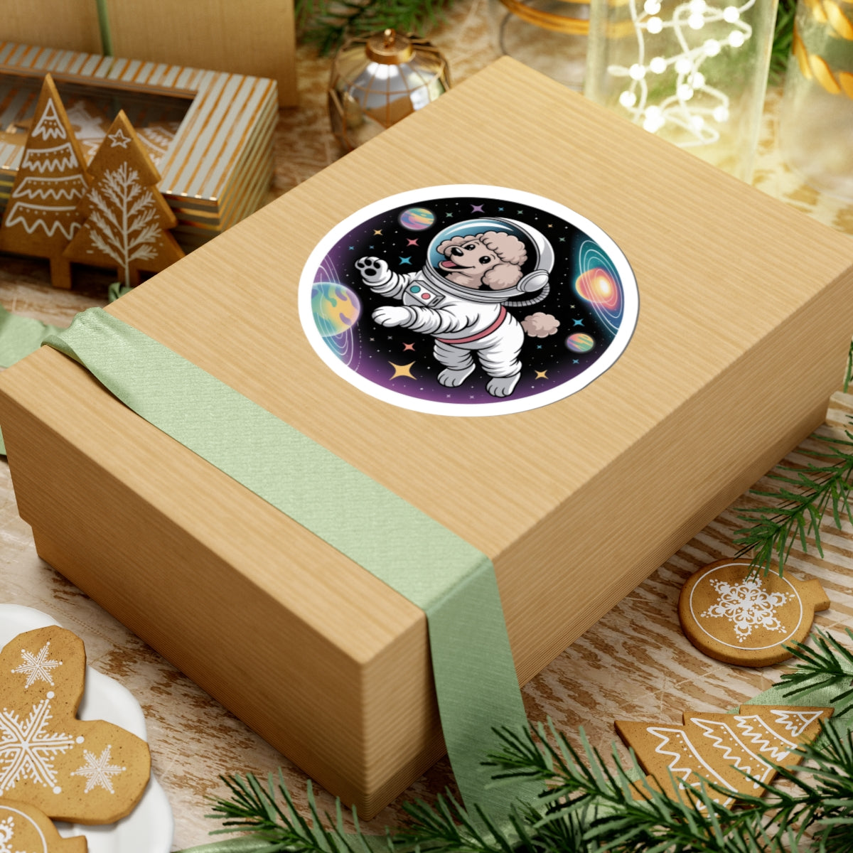 Cute Poodle Astronaut Space Dog Animal Sticker - Cosmic Space Pup Vinyl Decal