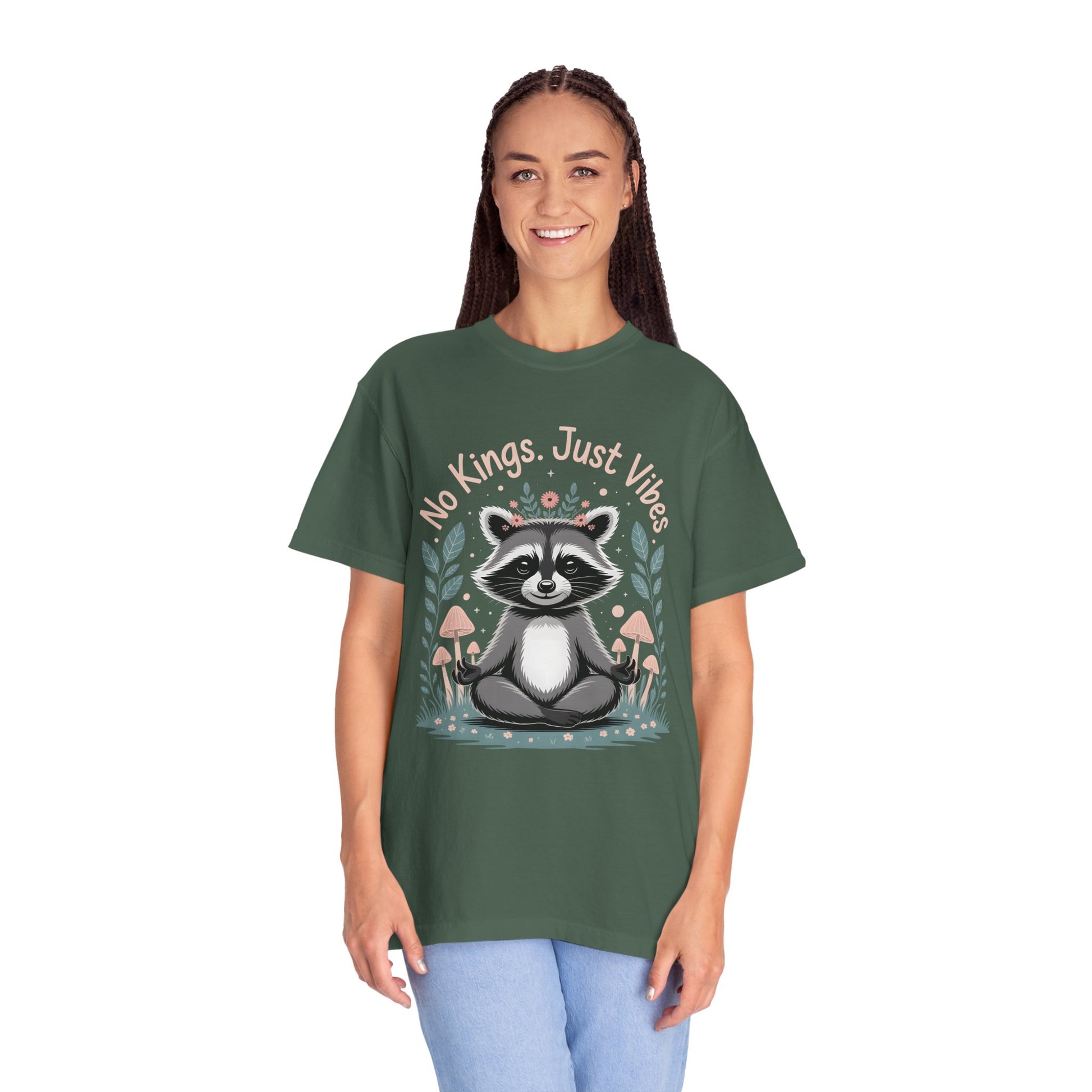 No Kings In America T-Shirt - Cute Raccoon Protest Tee