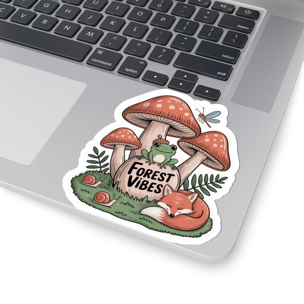 Forest Vibes Sticker Cute Frog Fox Mushrooms Snail Ladybug Woodland Creatures