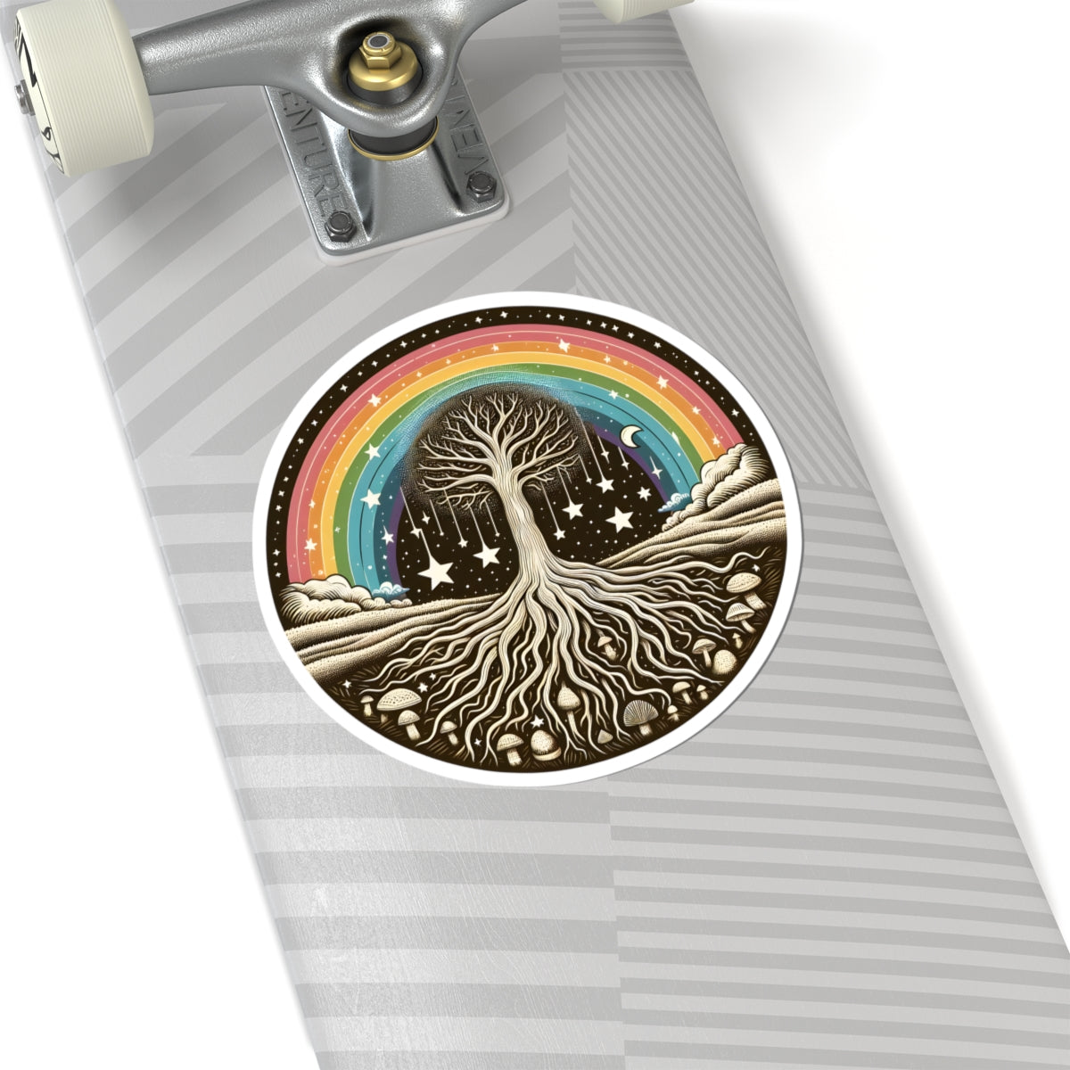 Tree of Life Rainbow Sticker | Celestial Moon & Stars Vinyl Decal