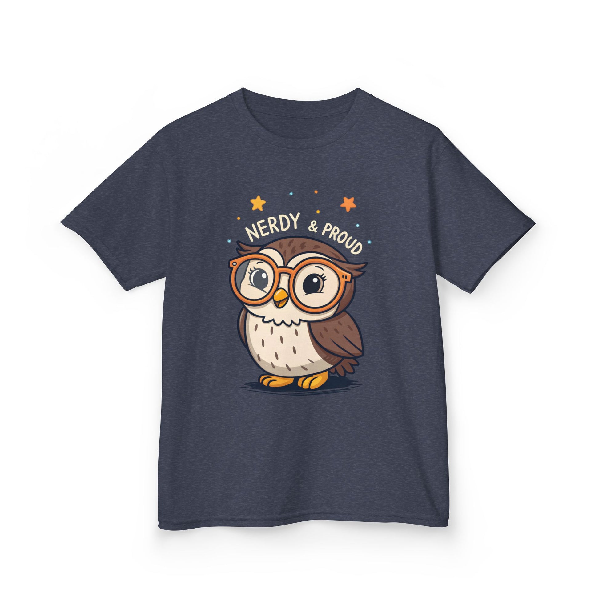 Kids T-Shirt Owl Nerdy & Proud Graphic Tee | Cute Bookworm Reading Youth Top