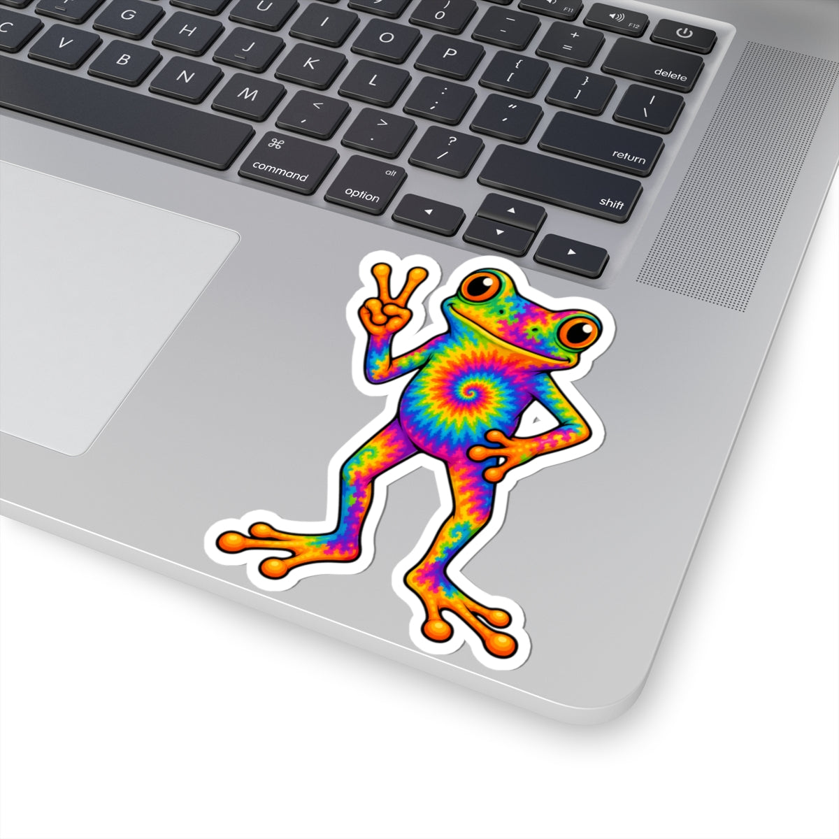 Tie Dye Frog Peace Sign Sticker - Rainbow Psychedelic Hippie Toad Vinyl Decal 3" 4" 6" Inch