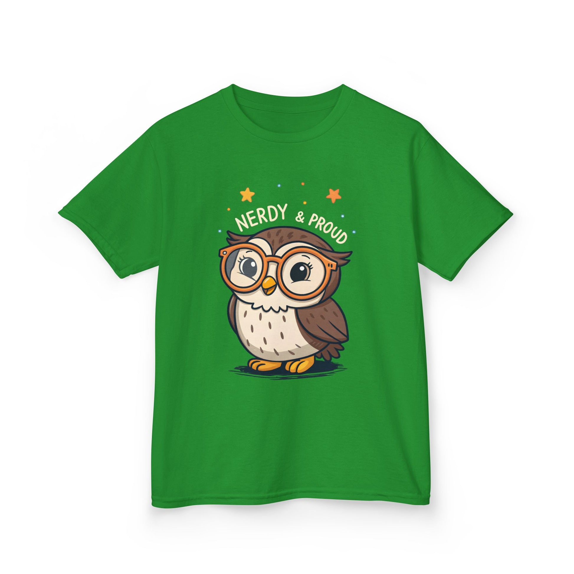 Kids T-Shirt Owl Nerdy & Proud Graphic Tee | Cute Bookworm Reading Youth Top