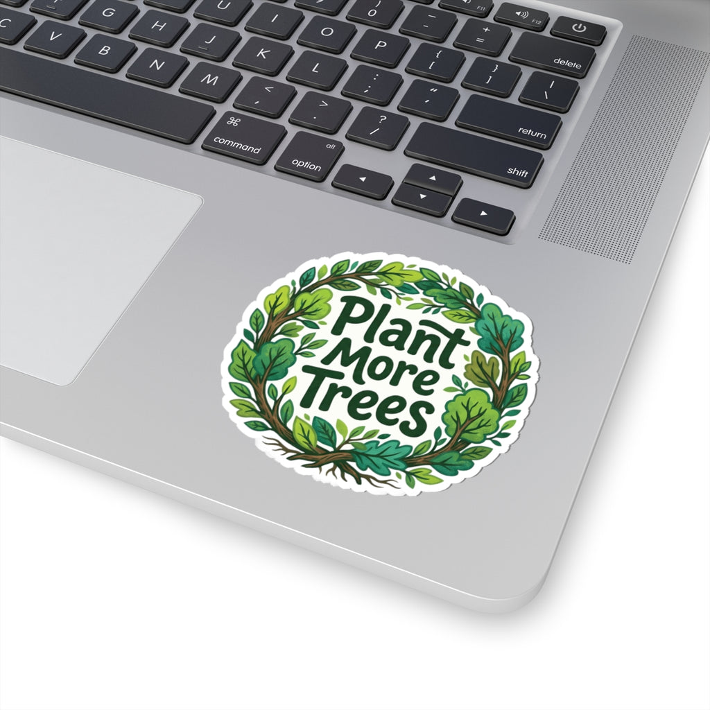 Plant More Trees Sticker Green Leaf Wreath Vinyl Decal Nature Environmental Eco Awareness Forest Art 3" 4" 6" Inch