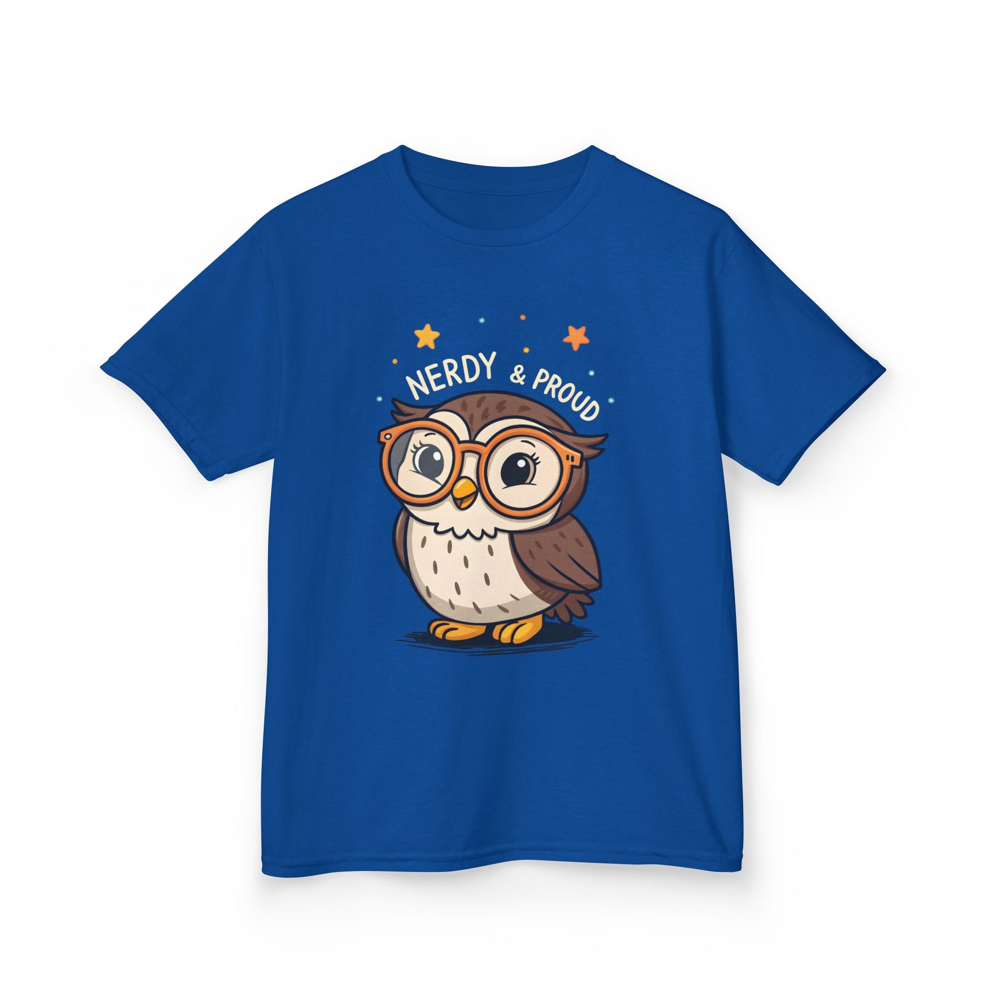 Kids T-Shirt Owl Nerdy & Proud Graphic Tee | Cute Bookworm Reading Youth Top