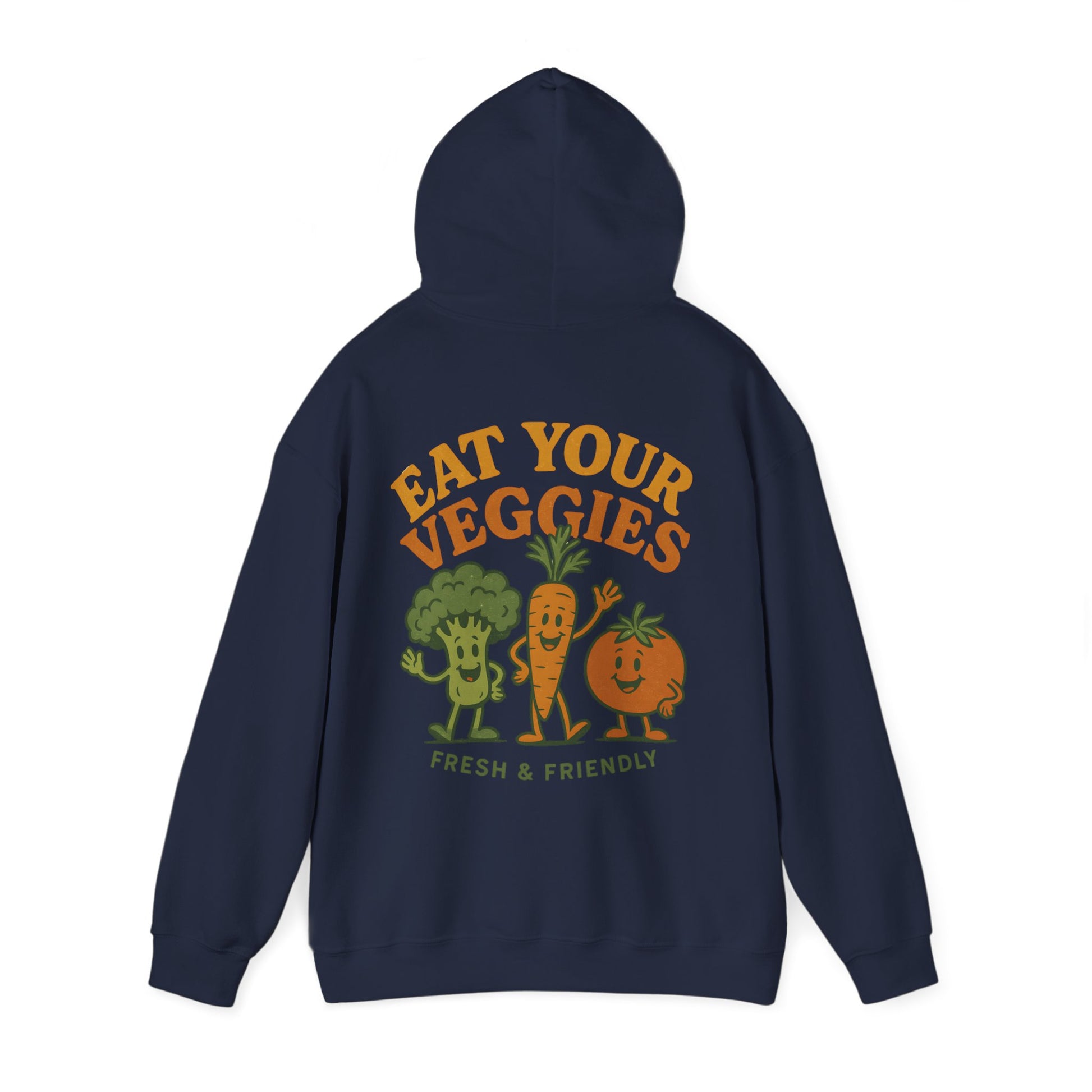 Retro Eat Your Veggies Hoodie - Vegan Vegetarian Gildan 18500 Unisex Pullover