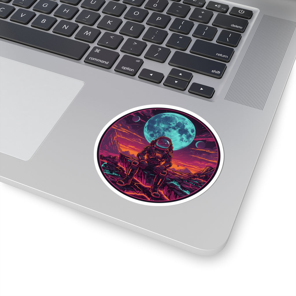 Synthwave Astronaut Sticker - Sci-Fi Cosmic Moon Vinyl Decal 3" 4, 6" Inch