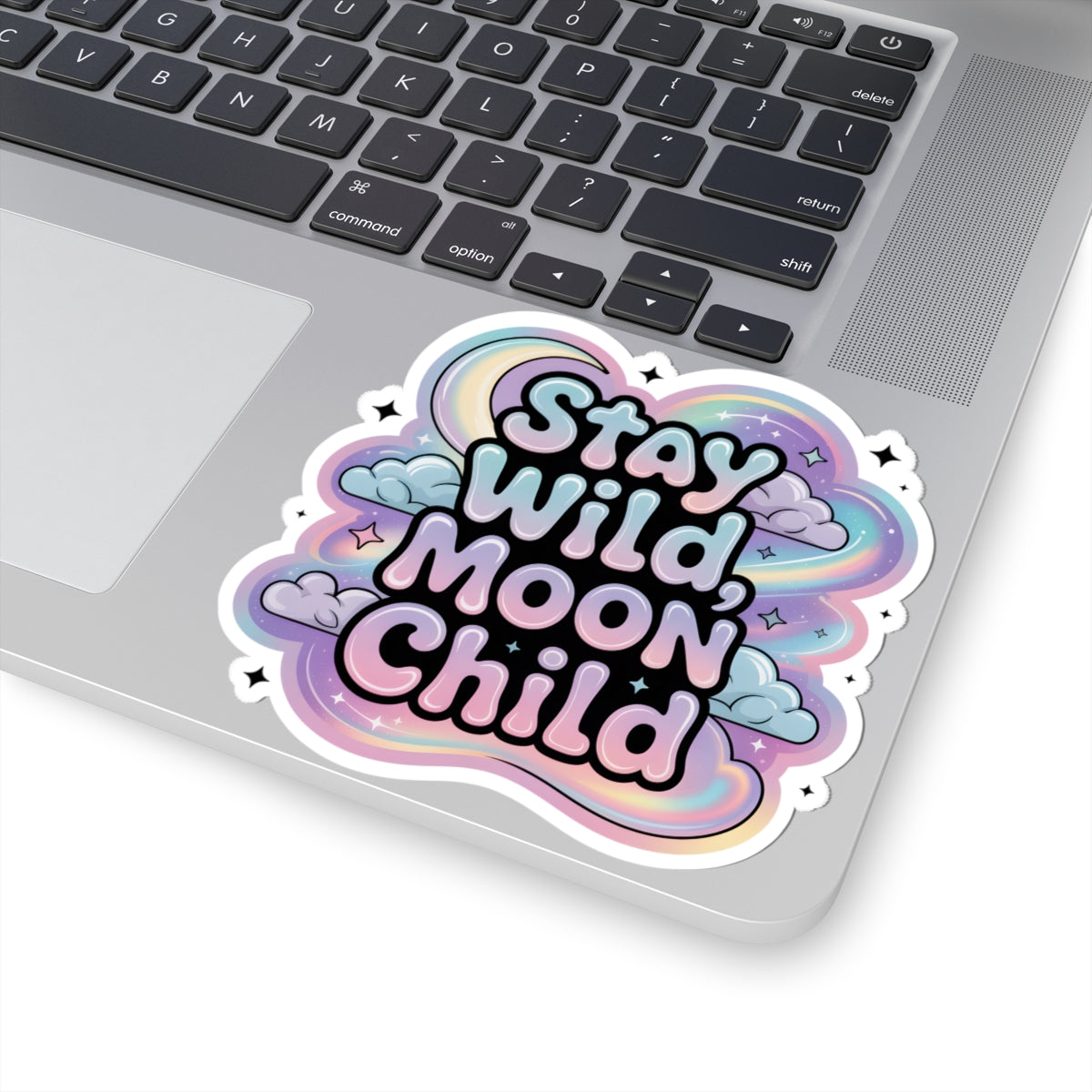 Stay Wild Moon Child Sticker - Pastel Celestial Moon Stars Clouds Vinyl Decal 3" 4" 6" Inch